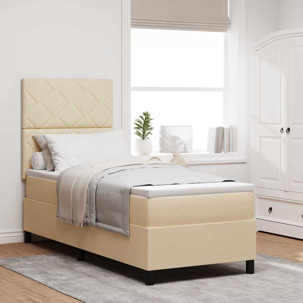 Boxspringbett mit Matratze mit LED Creme 80 x 200 cm Stoff