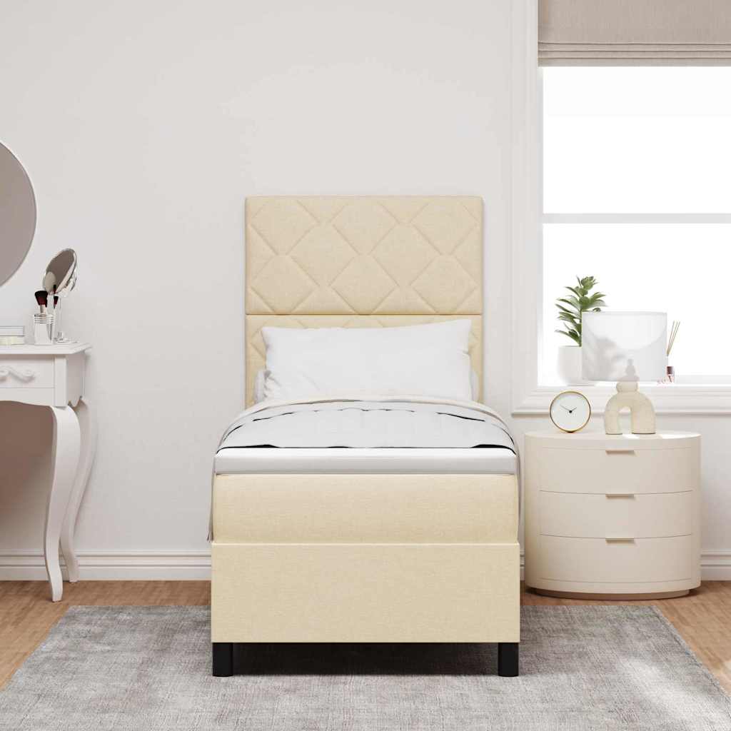 Boxspringbett mit Matratze mit LED Creme 80 x 200 cm Stoff