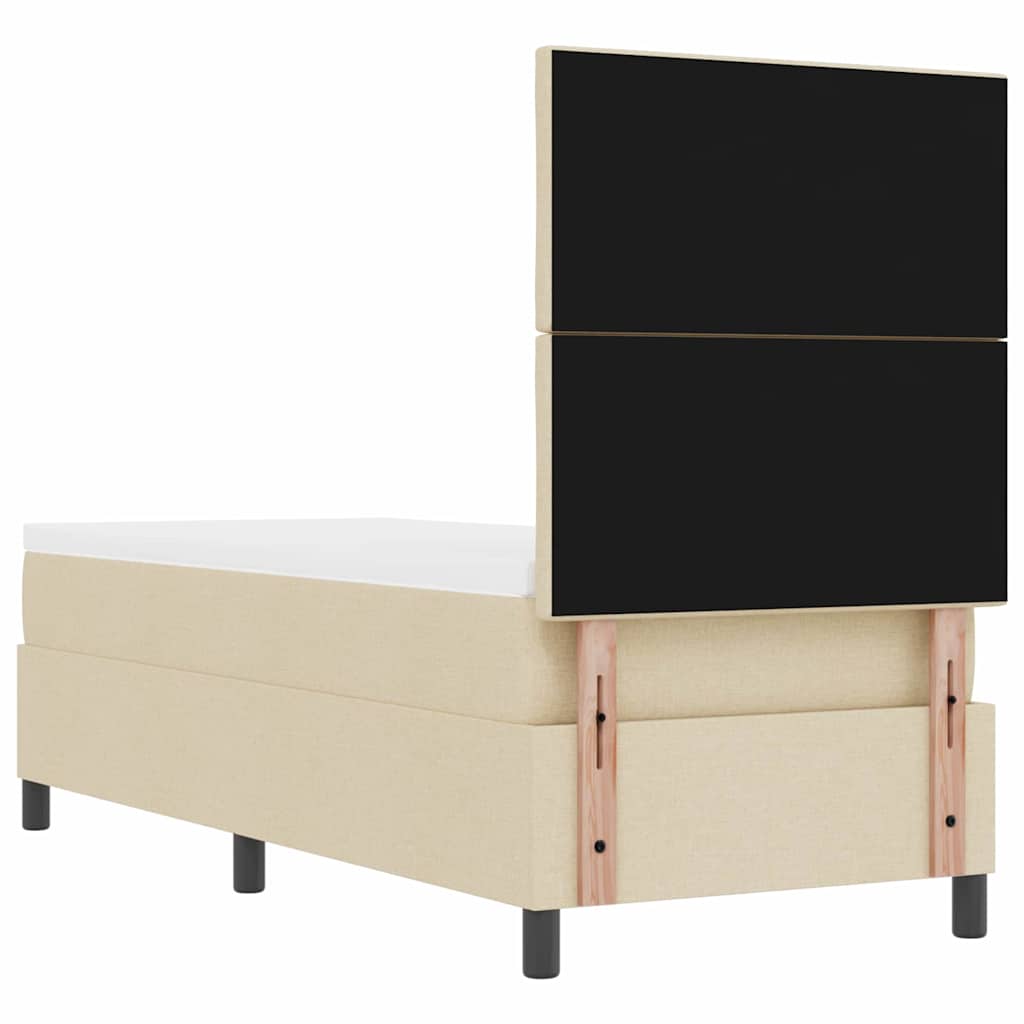 Boxspringbett mit Matratze mit LED Creme 80 x 200 cm Stoff