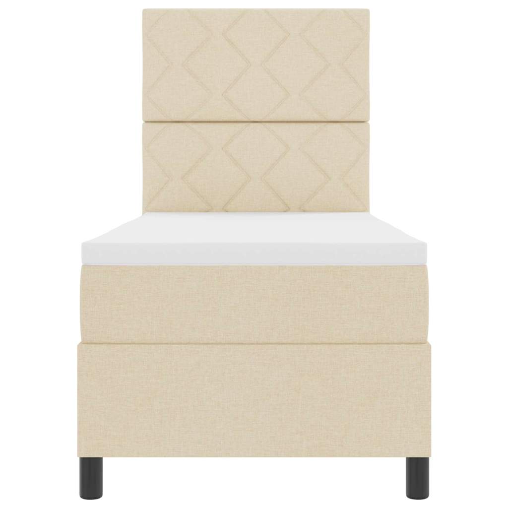 Boxspringbett mit Matratze mit LED Creme 80 x 200 cm Stoff