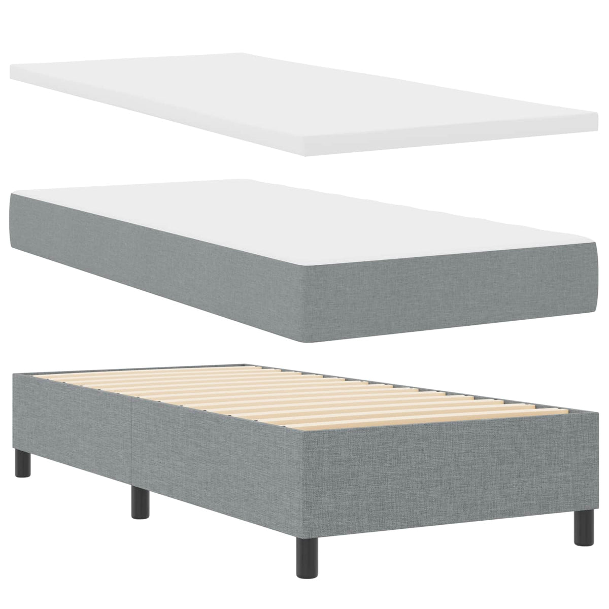 Boxspringbett mit LED-Lichtleisten Hellgrau 100 x 200 cm Stoff