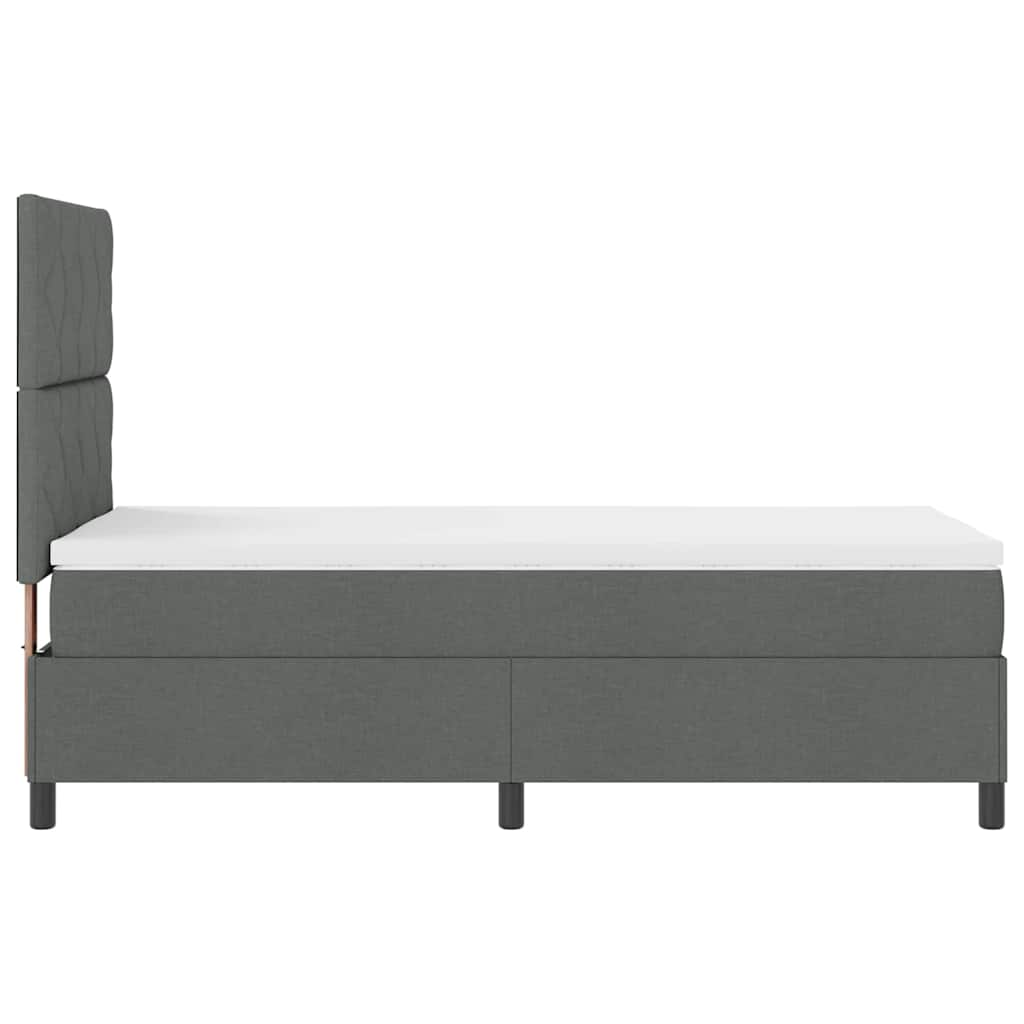 Boxspringbett mit Kopfteil Dunkelgrau 100 x 200 cm Stoff
