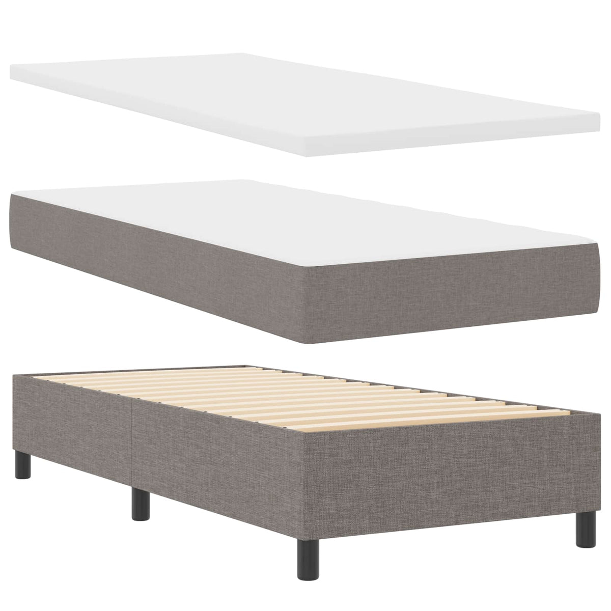 Boxspringbett mit LED-Lichtleisten Taupe 100 x 200 cm Stoff