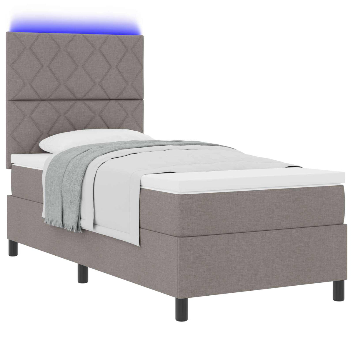 Boxspringbett mit LED-Lichtleisten Taupe 100 x 200 cm Stoff