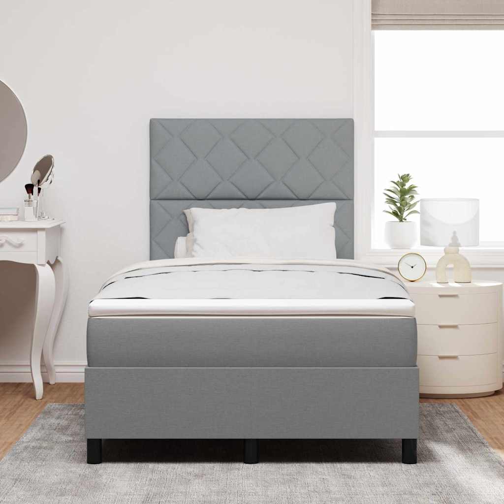 Boxspringbett mit LED-Lichtleisten Hellgrau 120 x 190 cm Stoff