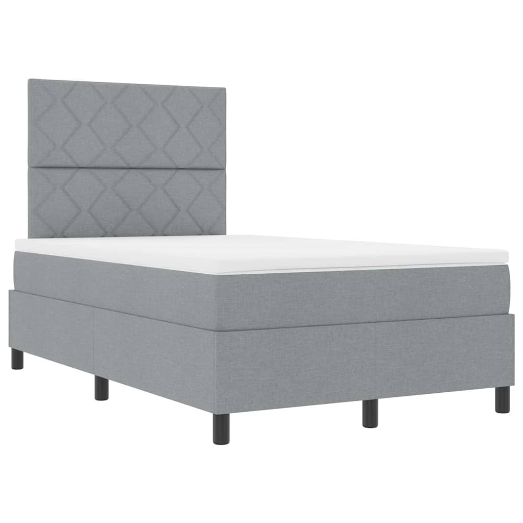 Boxspringbett mit LED-Lichtleisten Hellgrau 120 x 190 cm Stoff