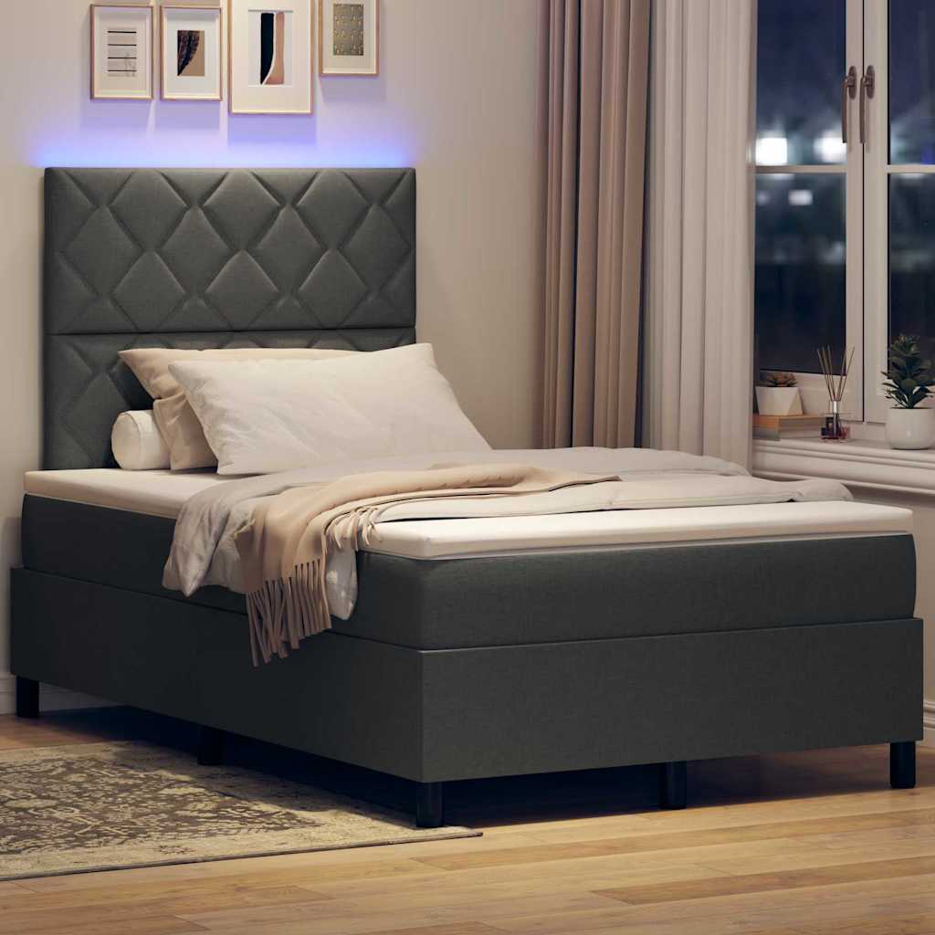 Boxspringbett mit Kopfteil Dunkelgrau 120 x 190 cm Stoff