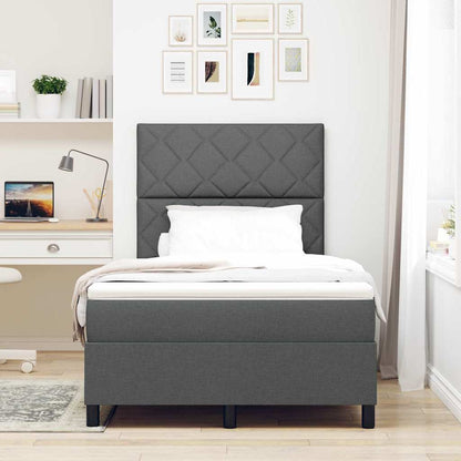 Boxspringbett mit Kopfteil Dunkelgrau 120 x 190 cm Stoff
