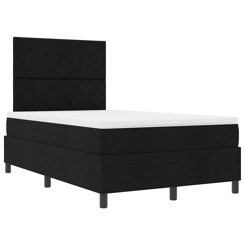 Boxspringbett mit LED-Lichtleisten Schwarz 120 x 190 cm Stoff