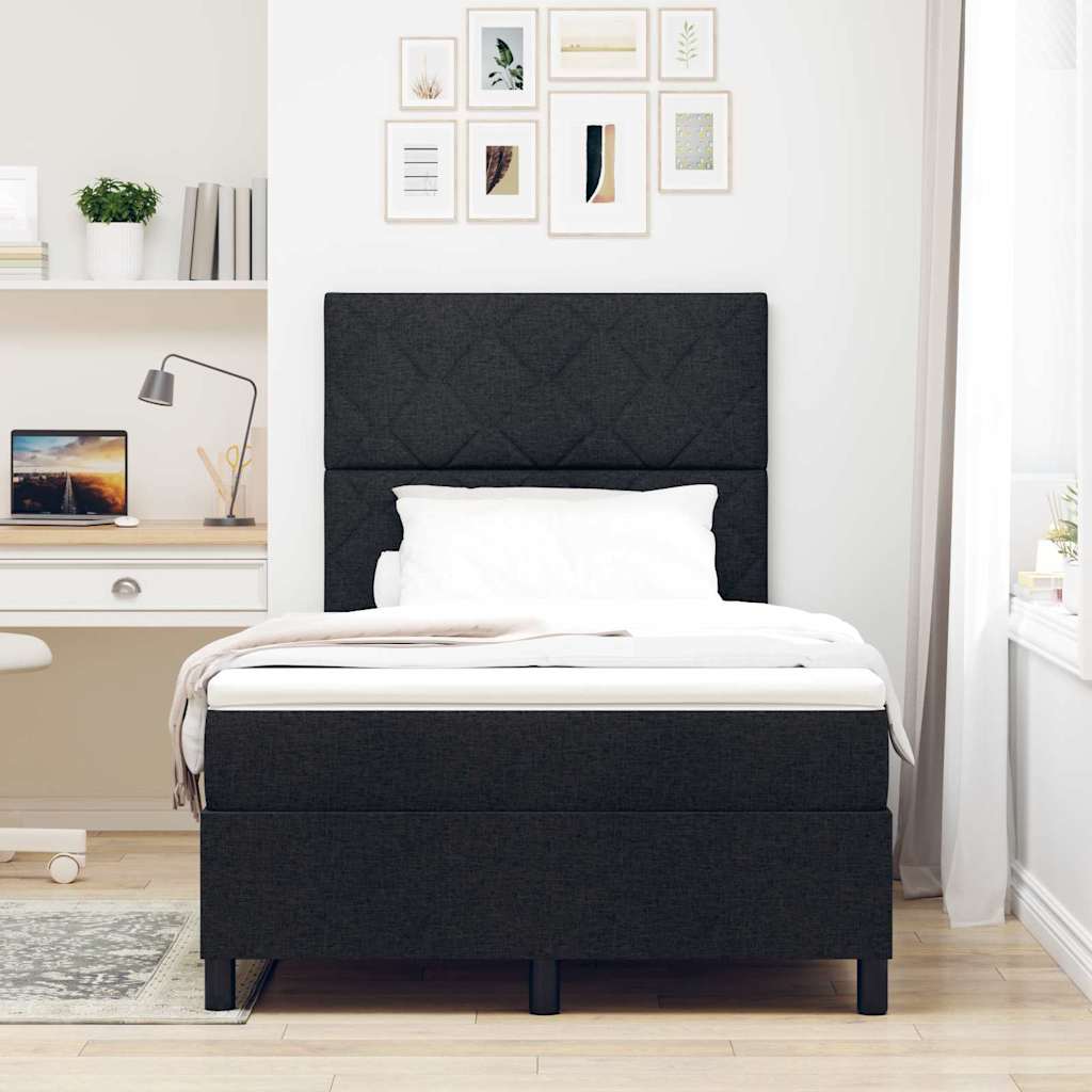 Boxspringbett mit LED-Lichtleisten Schwarz 120 x 200 cm Stoff