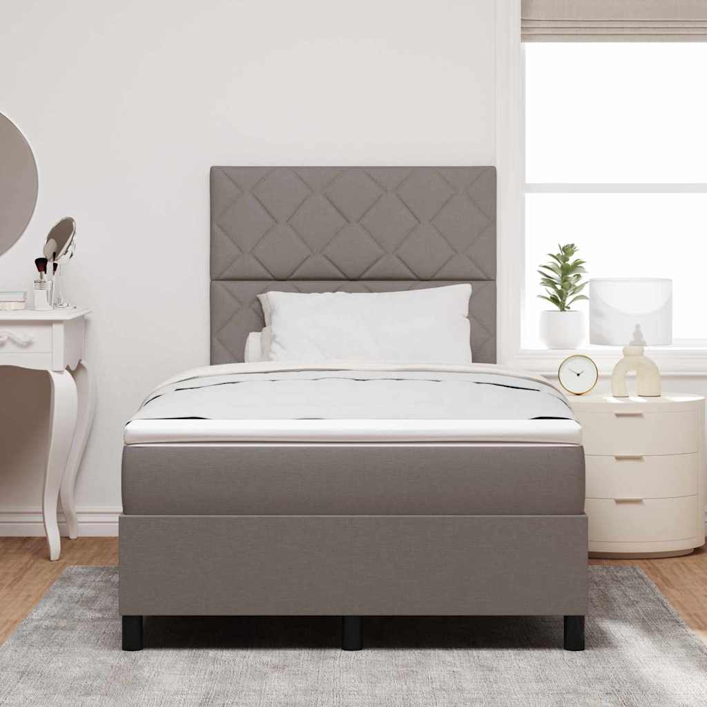 Boxspringbett mit LED-Lichtleisten Taupe 120 x 200 cm Stoff