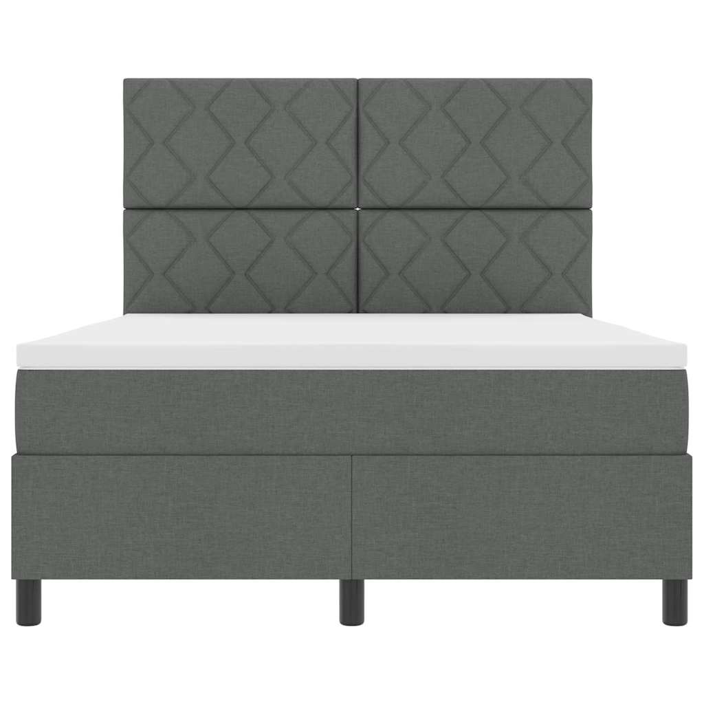 Boxspringbett mit Kopfteil Dunkelgrau 140 x 190 cm Stoff