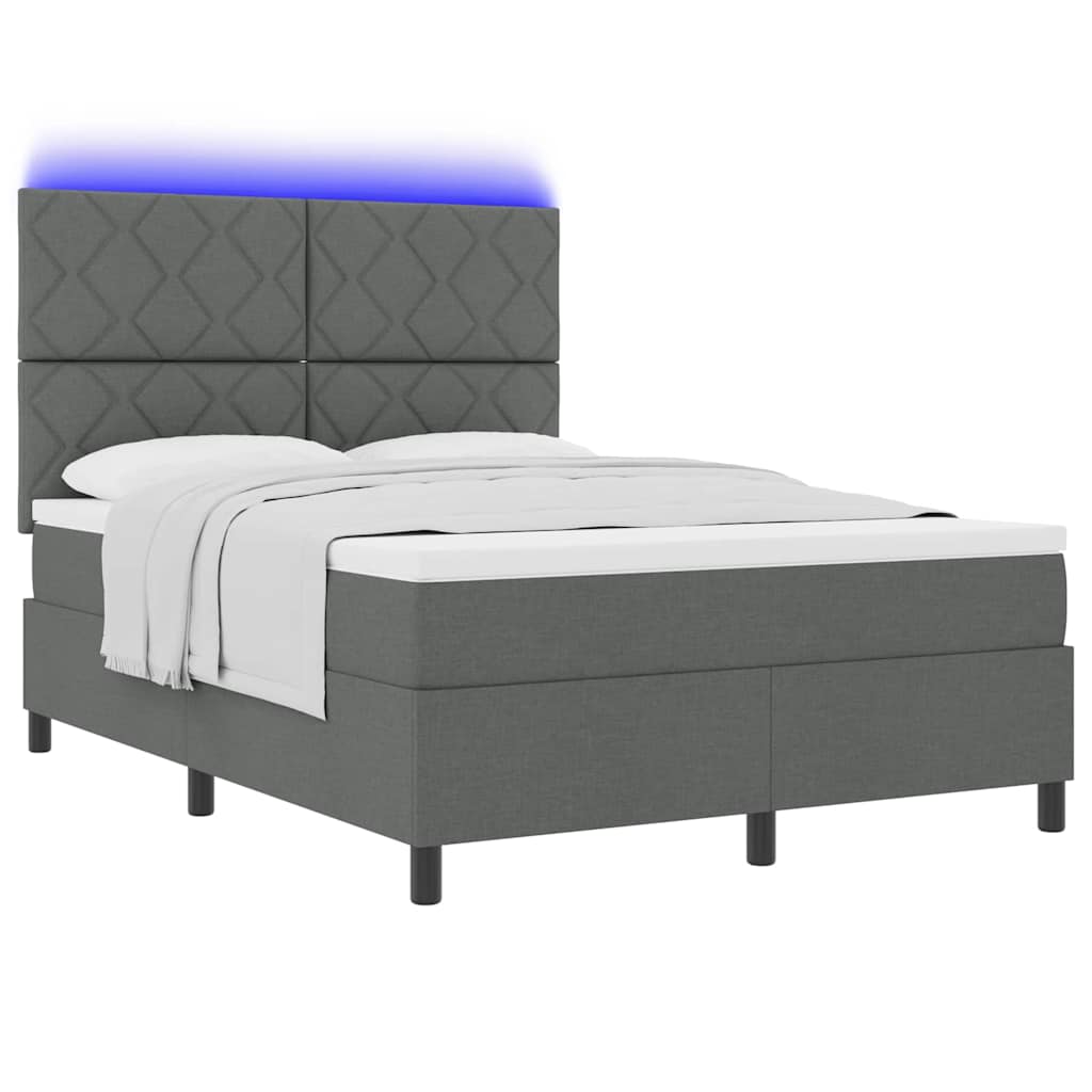 Boxspringbett mit Kopfteil Dunkelgrau 140 x 190 cm Stoff