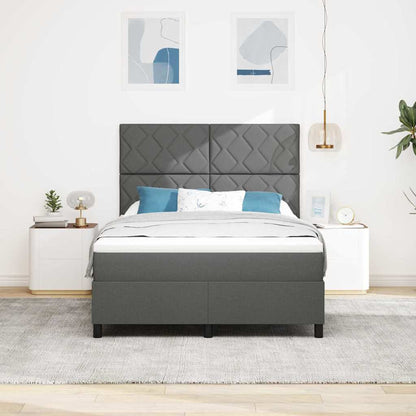 Boxspringbett mit Kopfteil Dunkelgrau 140 x 200 cm Stoff
