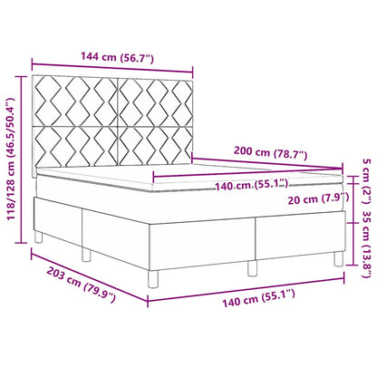 Boxspringbett mit Kopfteil Dunkelgrau 140 x 200 cm Stoff