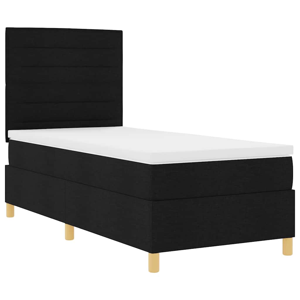 LED Boxspringbett mit Matratze Schwarz 80 x 200 cm Stoff