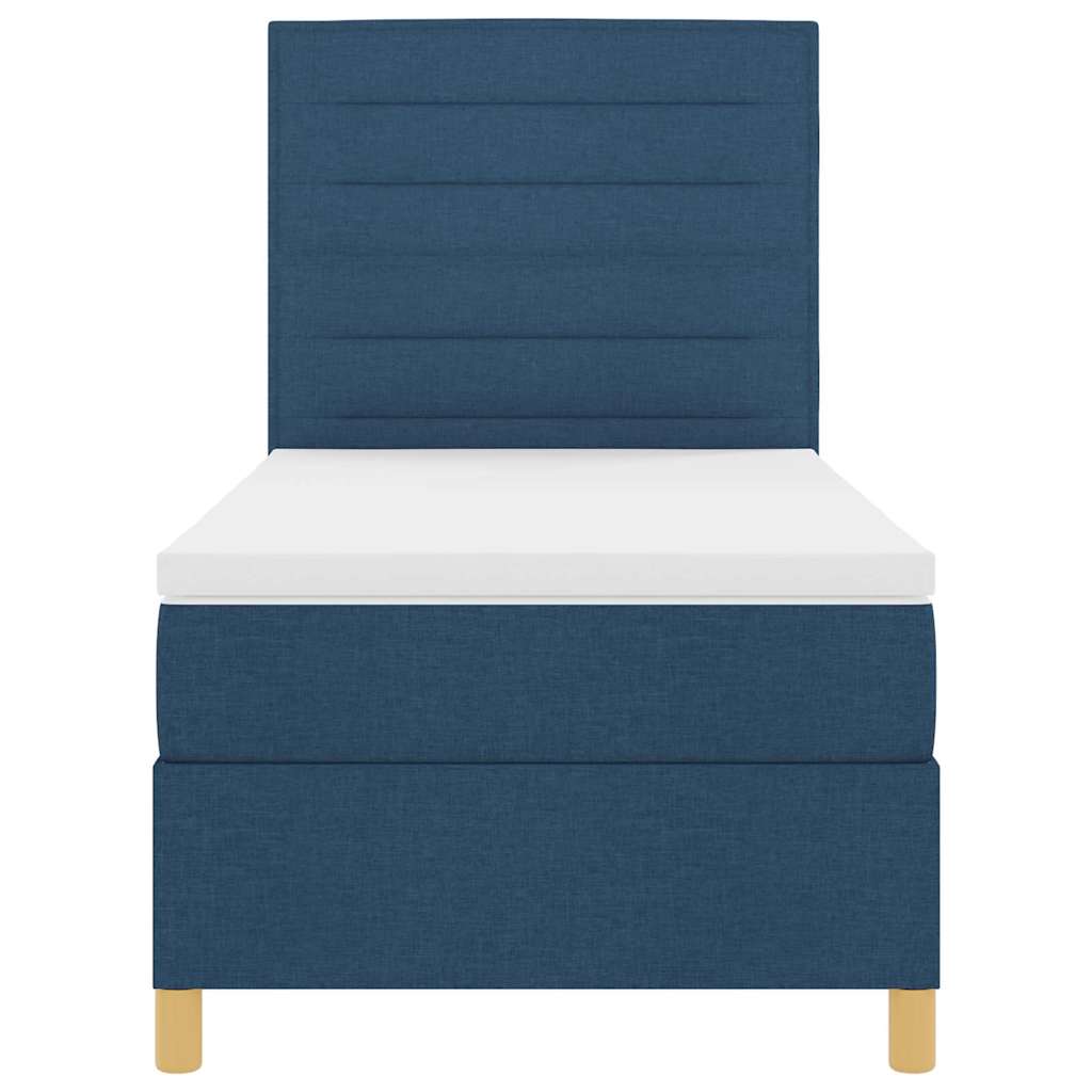 LED Boxspringbett mit Kopfteil Blau 80 x 200 cm Stoff