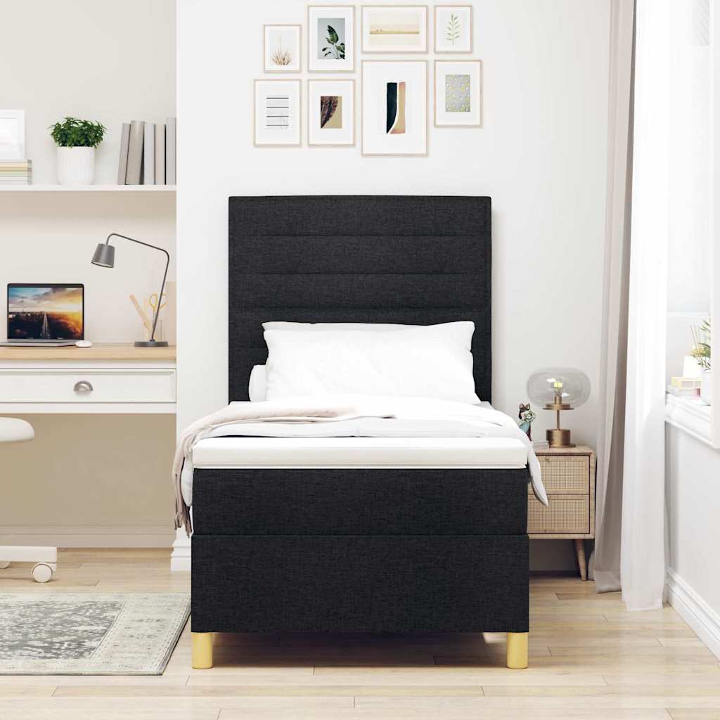 Boxspringbett mit Matratze Schwarz 90 x 190 cm Stoff