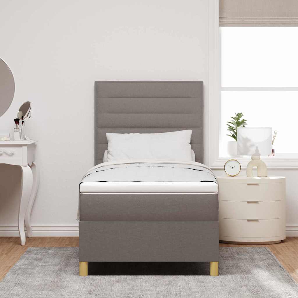 LED Boxspringbett mit Kopfteil Taupe 90 x 190 cm Stoff