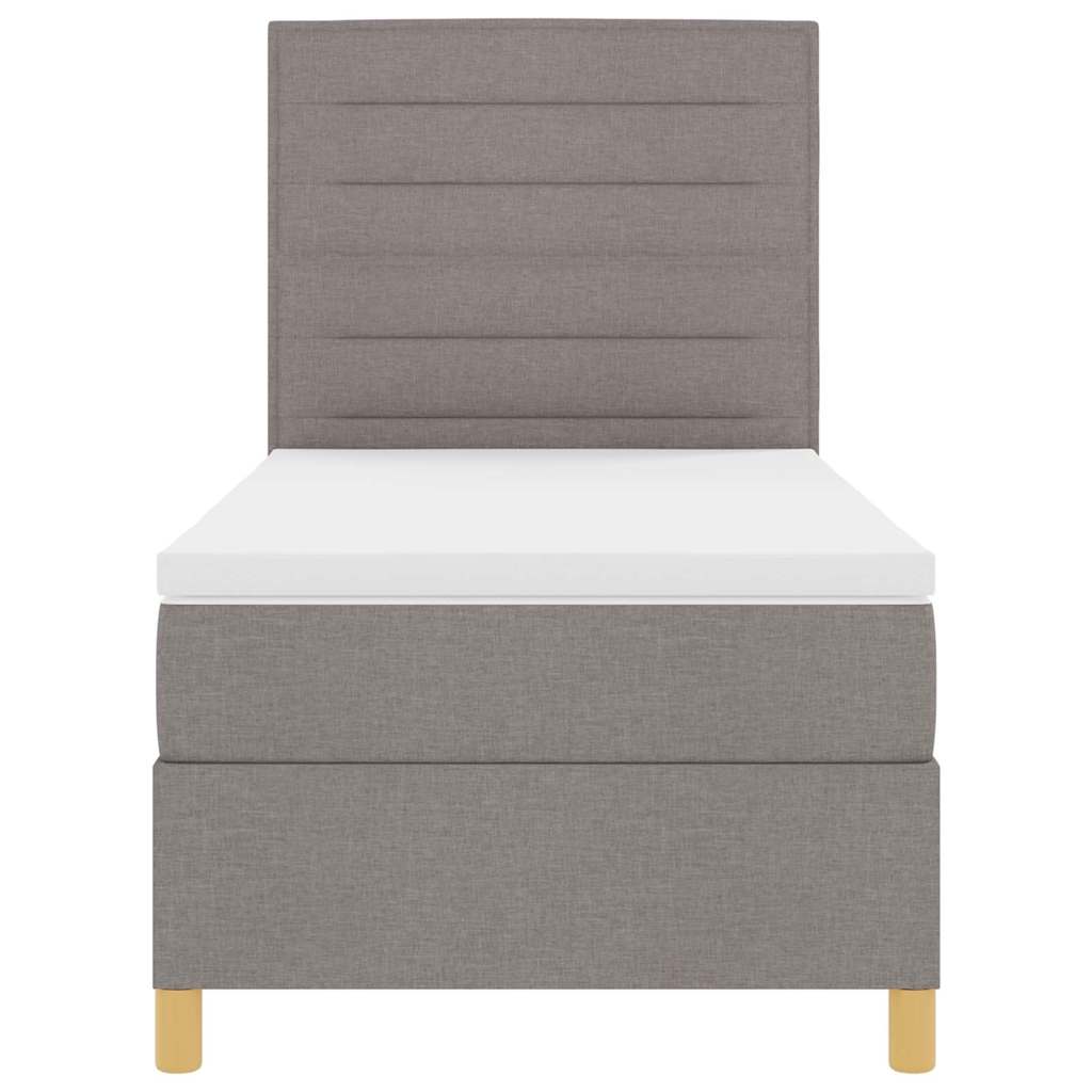 LED Boxspringbett mit Kopfteil Taupe 90 x 190 cm Stoff