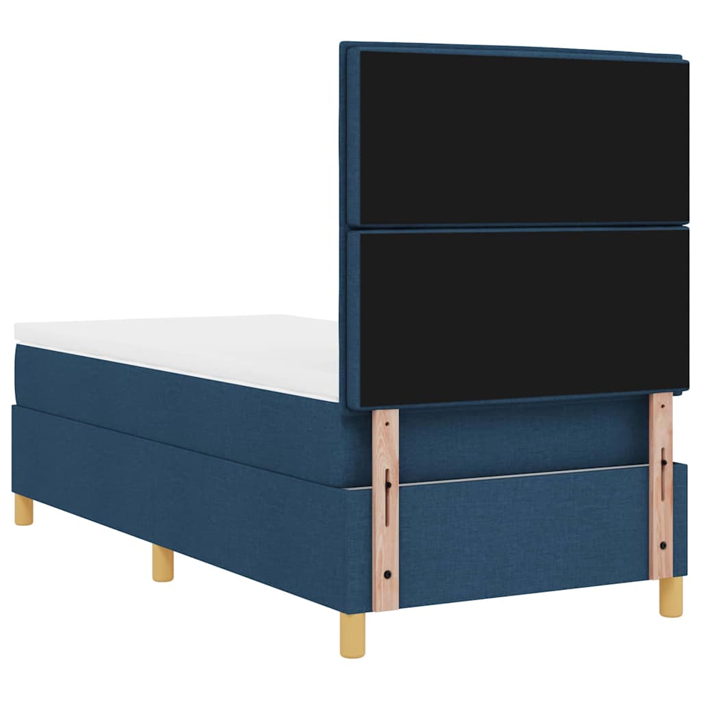 LED Boxspringbett mit Kopfteil Blau 90 x 190 cm Stoff