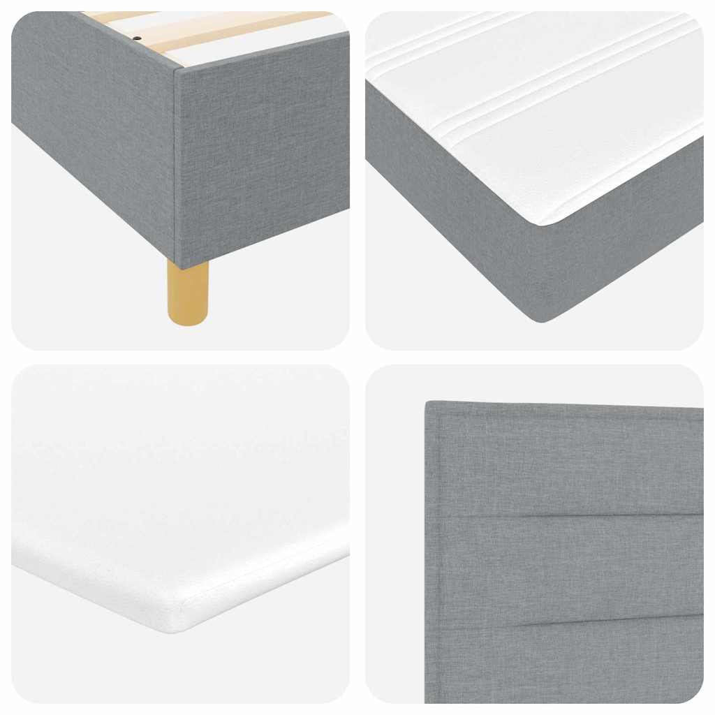 LED Boxspringbett mit Kopfteil Hellgrau 90 x 200 cm Stoff