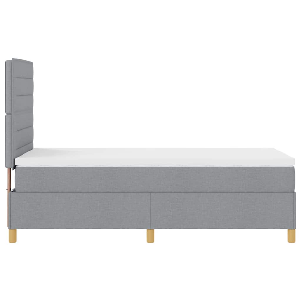 LED Boxspringbett mit Kissen Hellgrau 100 x 200 cm Stoff