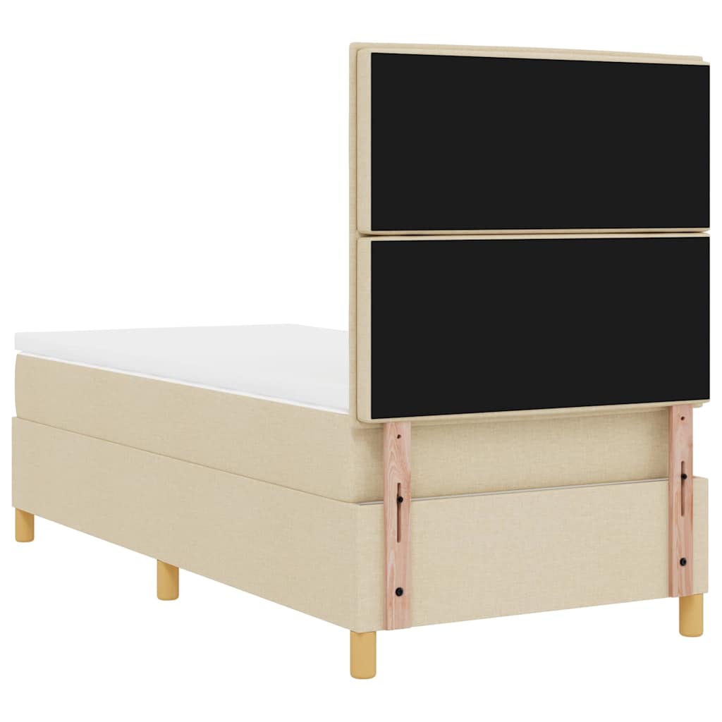 LED Boxspringbett mit Kopfteil Creme 100 x 200 cm Stoff