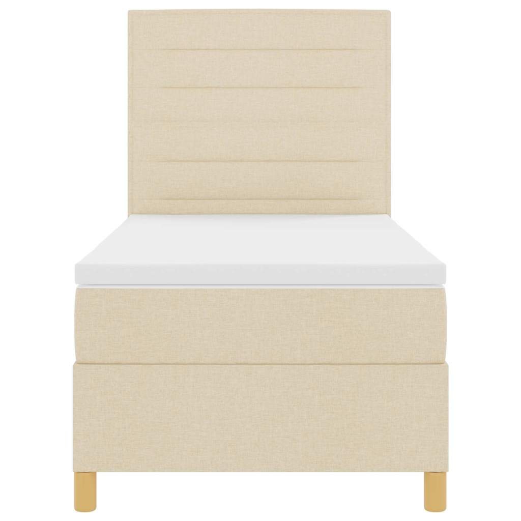 LED Boxspringbett mit Kopfteil Creme 100 x 200 cm Stoff