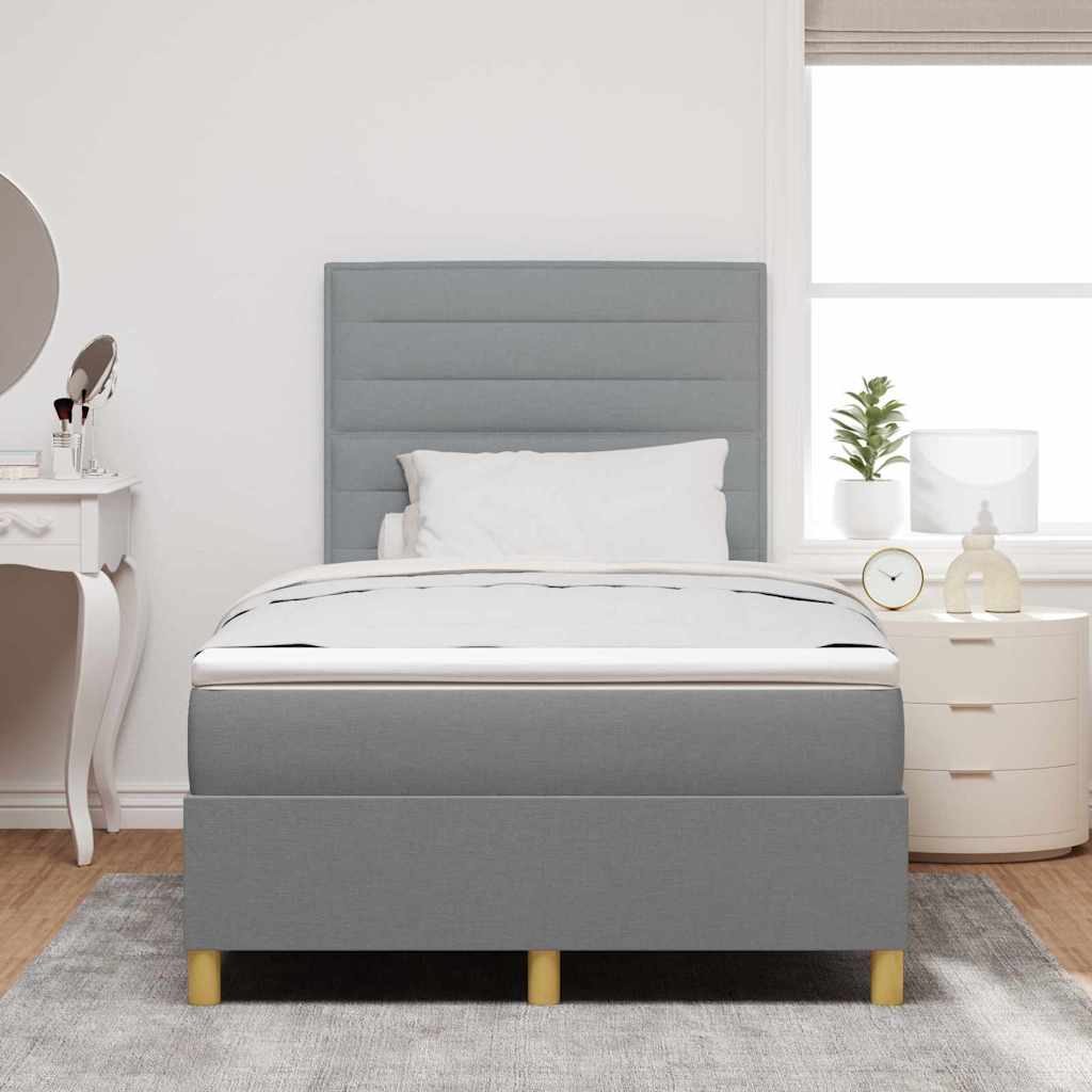 LED Boxspringbett mit Kopfteil Hellgrau 120 x 190 cm Stoff