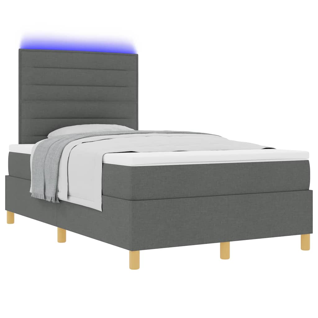 LED Boxspringbett mit Matratze Dunkelgrau 120 x 190 cm Stoff
