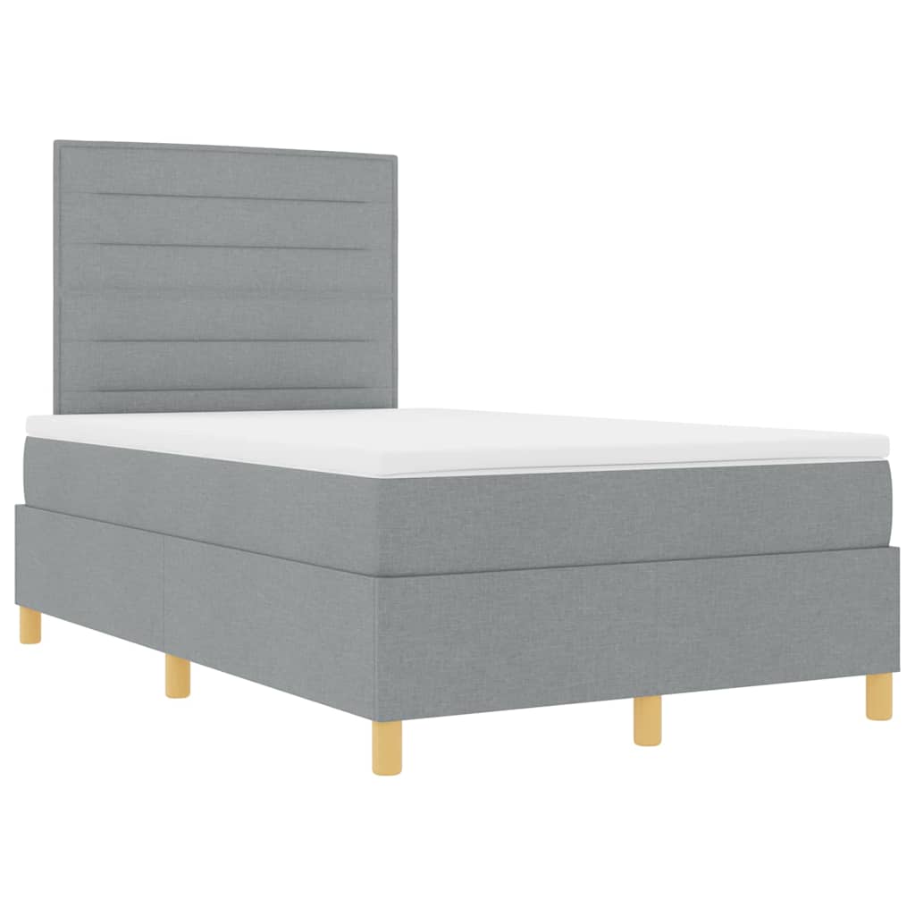 LED Boxspringbett mit Kopfteil Hellgrau 120 x 200 cm Stoff
