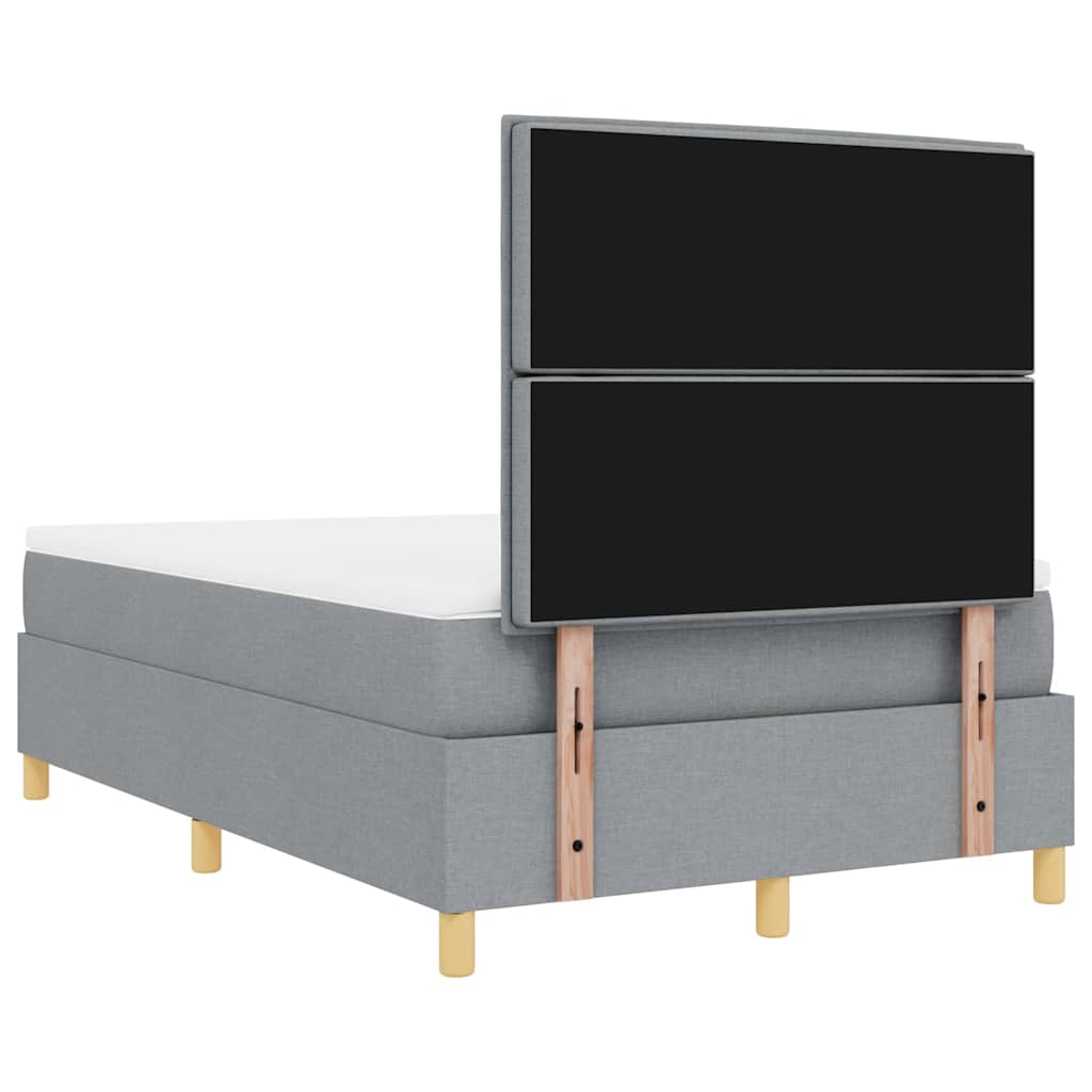 LED Boxspringbett mit Kopfteil Hellgrau 120 x 200 cm Stoff