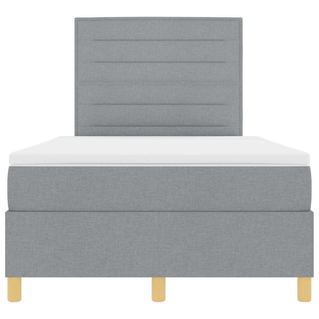 LED Boxspringbett mit Kopfteil Hellgrau 120 x 200 cm Stoff