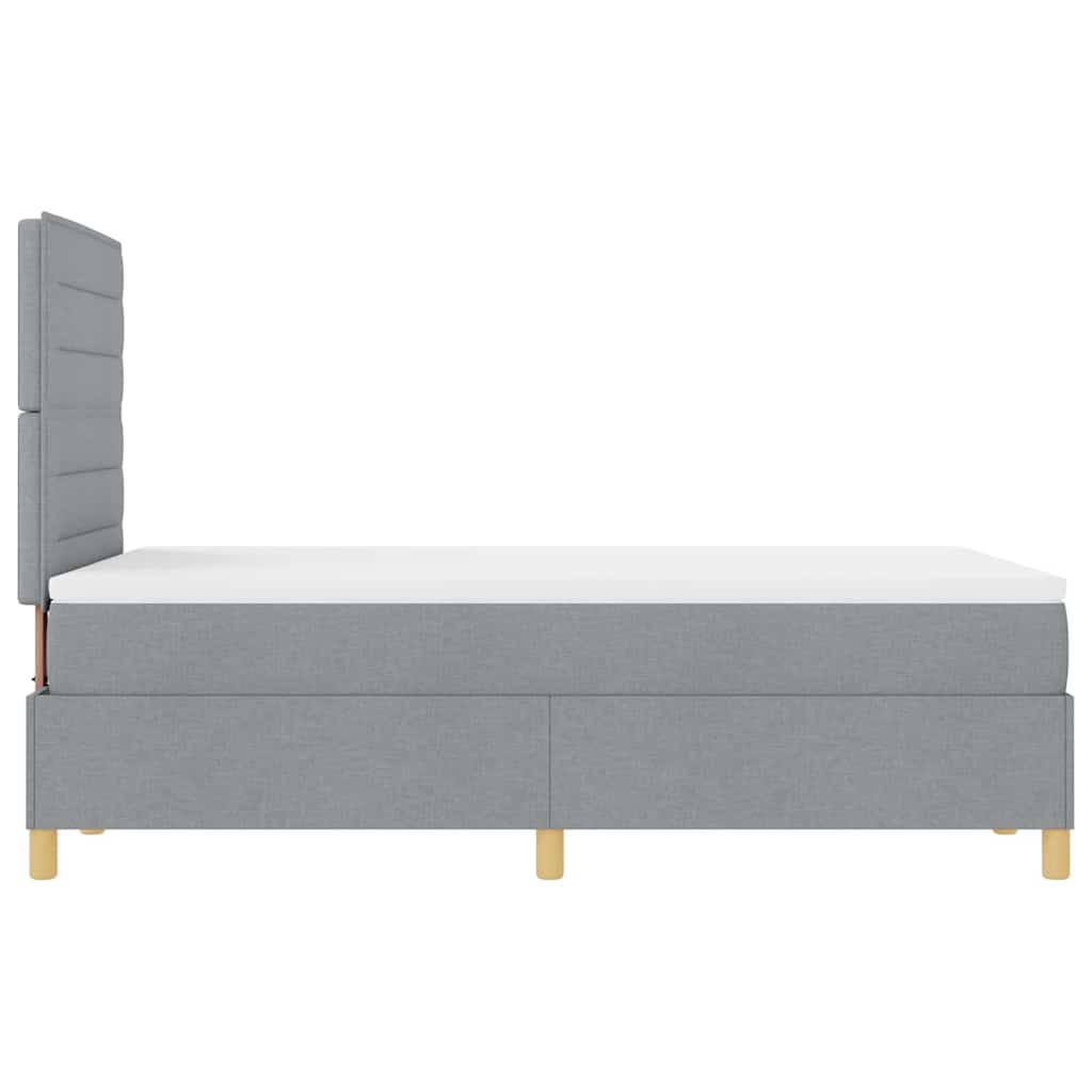LED Boxspringbett mit Kopfteil Hellgrau 120 x 200 cm Stoff