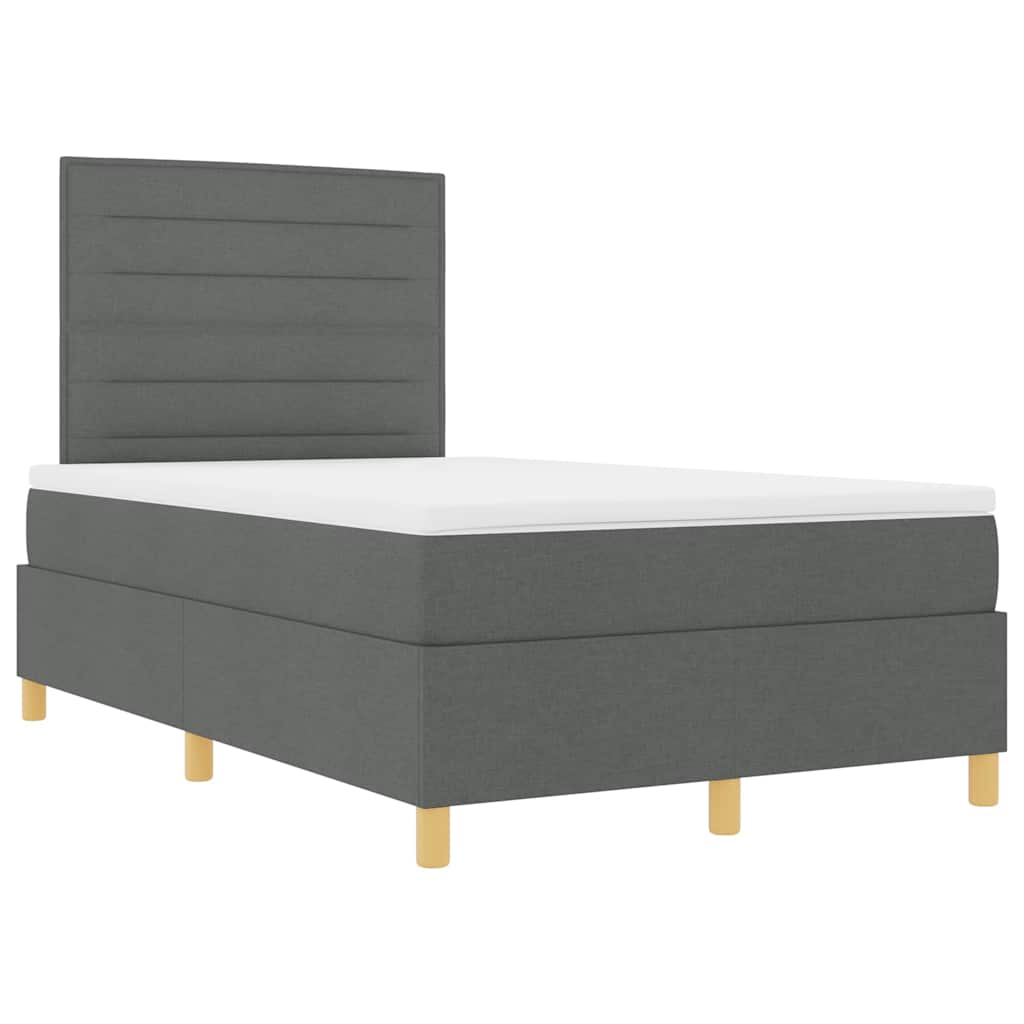 LED Boxspringbett mit Matratze Dunkelgrau 120 x 200 cm Stoff