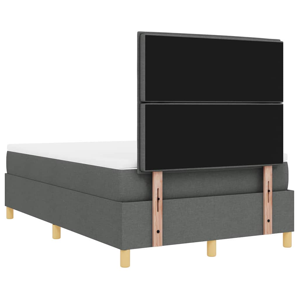 LED Boxspringbett mit Matratze Dunkelgrau 120 x 200 cm Stoff