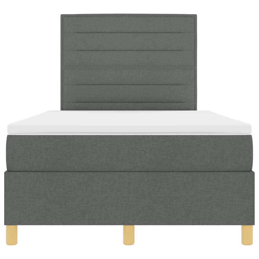 LED Boxspringbett mit Matratze Dunkelgrau 120 x 200 cm Stoff