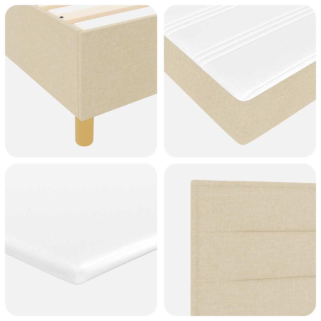 LED Boxspringbett mit Kopfteil Creme 120 x 200 cm Stoff