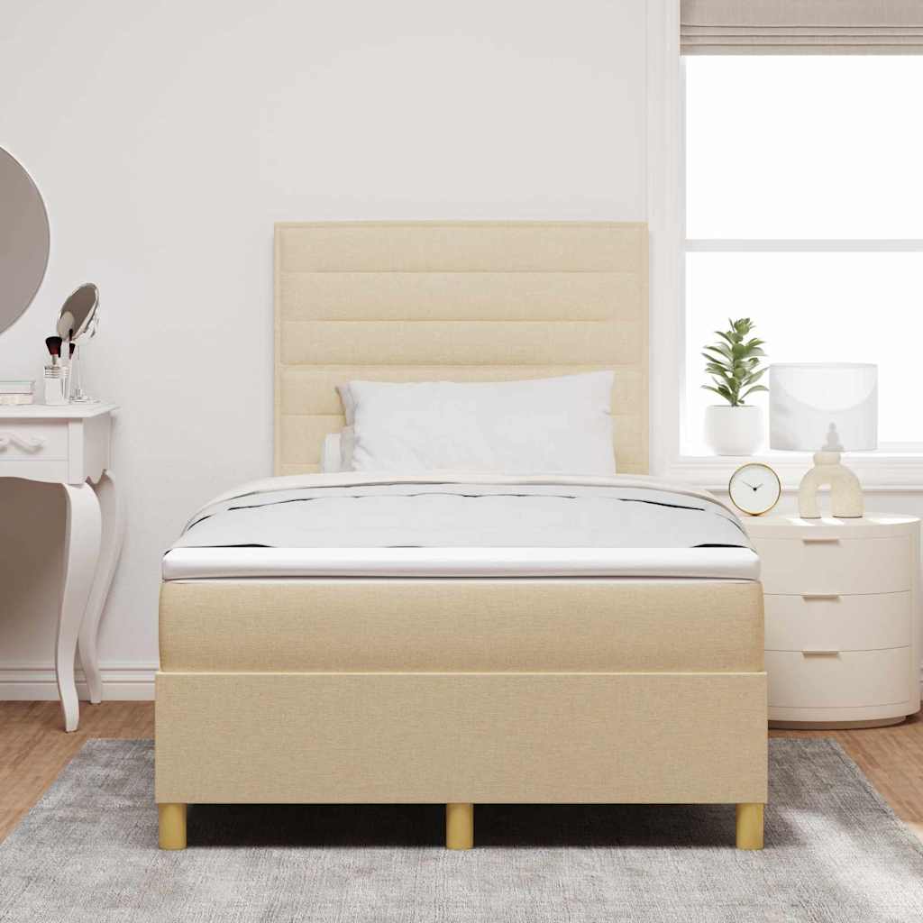 LED Boxspringbett mit Kopfteil Creme 120 x 200 cm Stoff