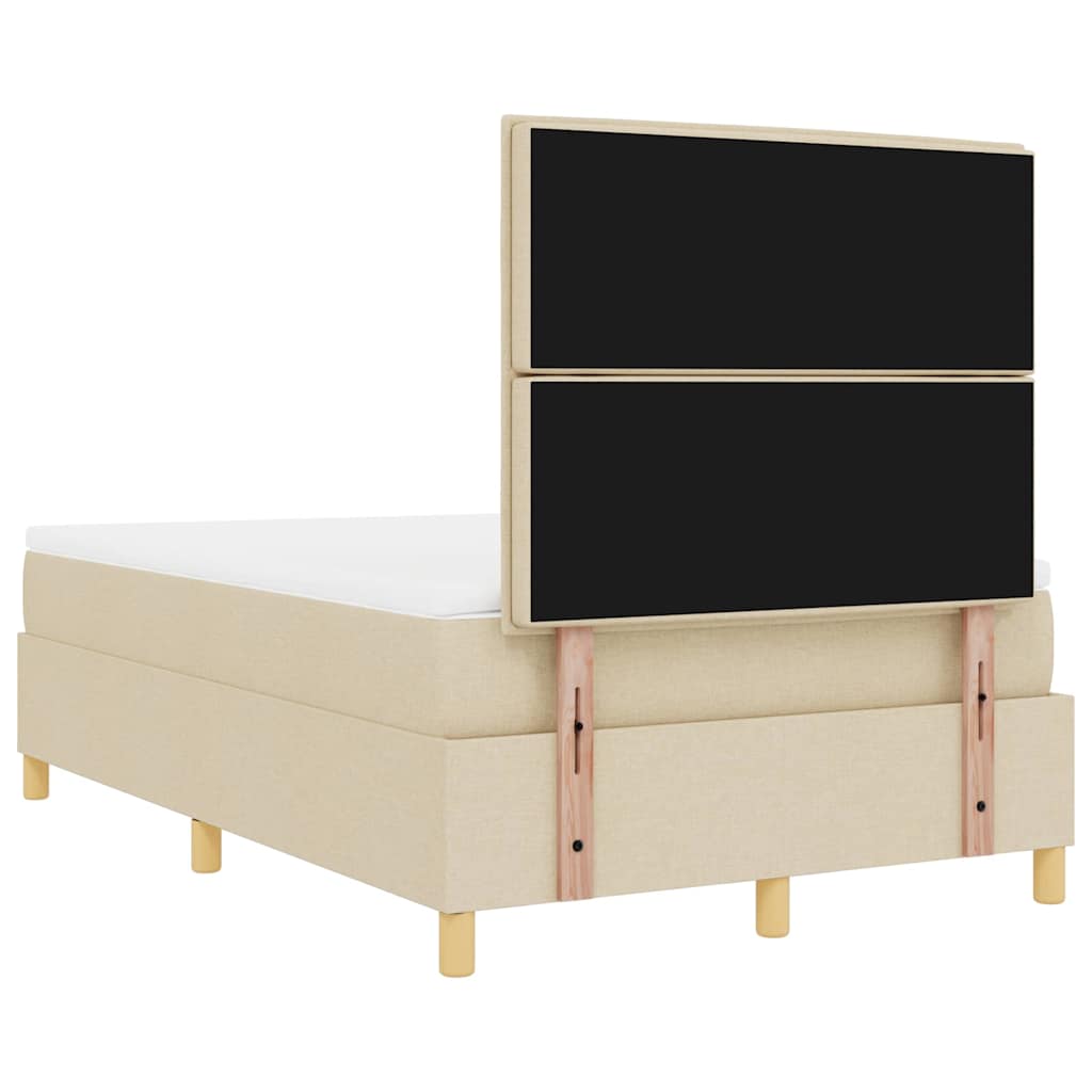 LED Boxspringbett mit Kopfteil Creme 120 x 200 cm Stoff