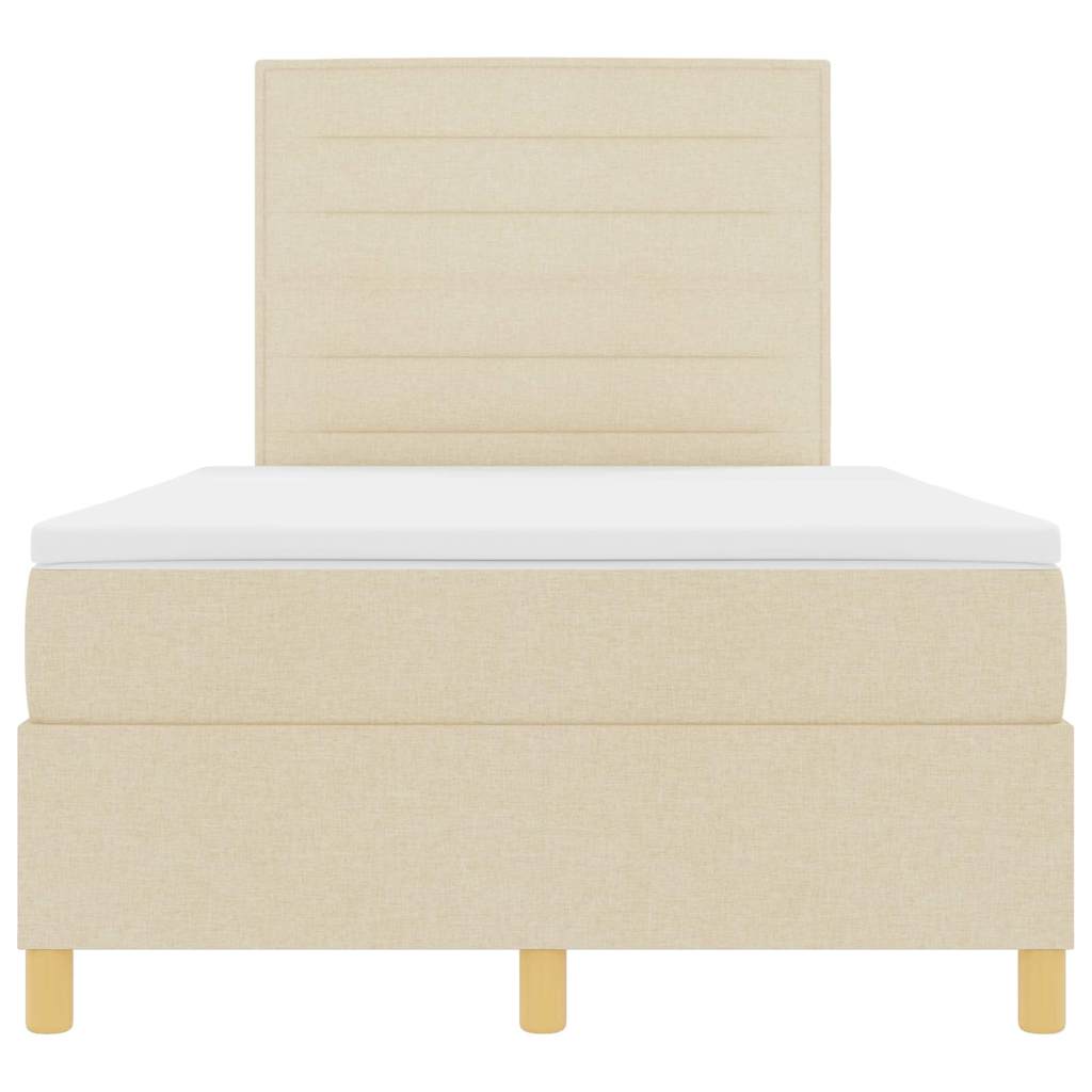 LED Boxspringbett mit Kopfteil Creme 120 x 200 cm Stoff