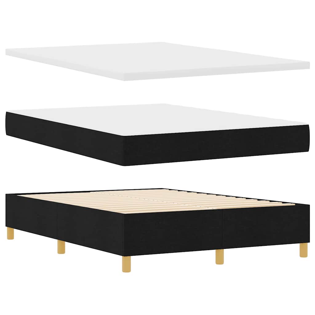 LED Boxspringbett mit Matratze Schwarz 140 x 190 cm Stoff