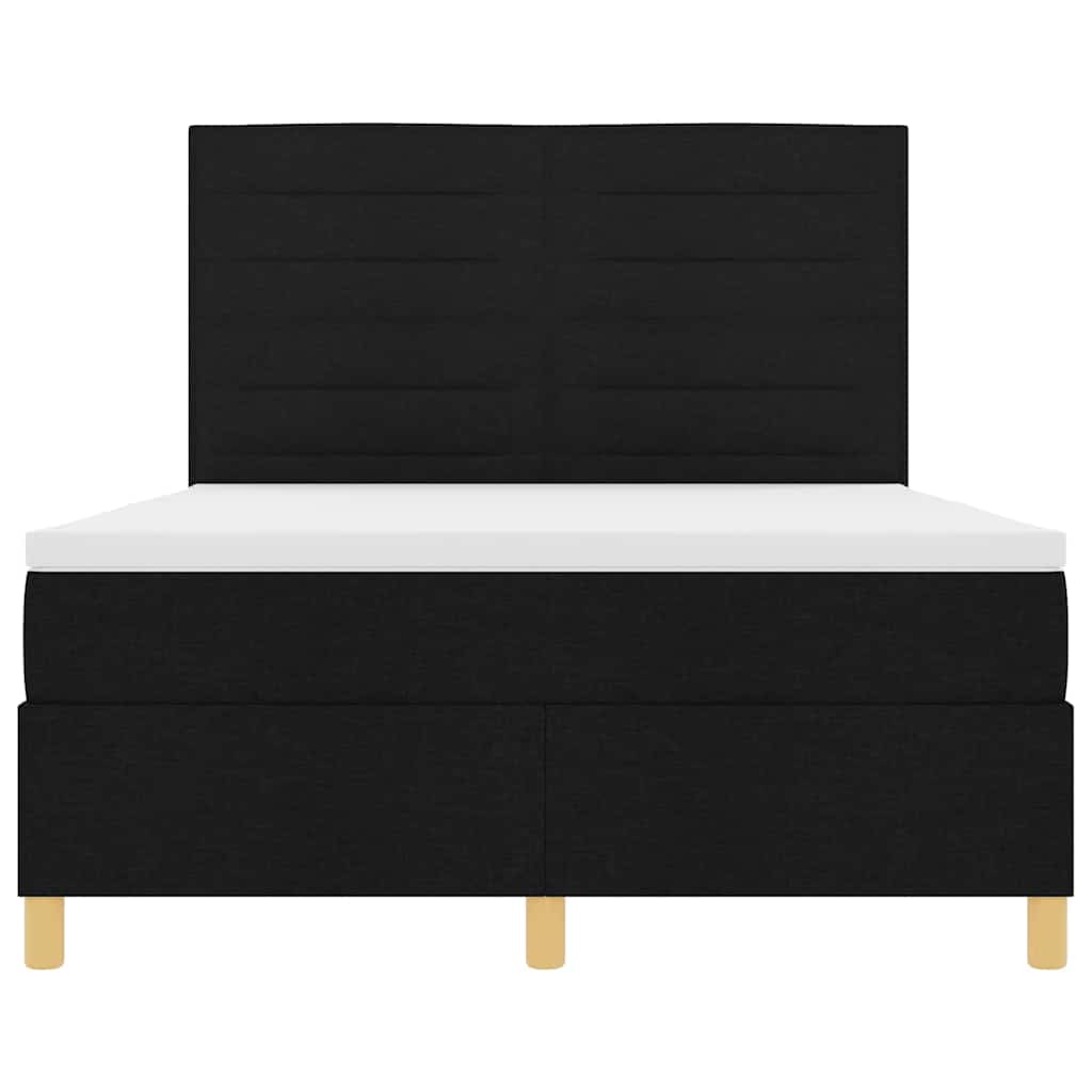LED Boxspringbett mit Matratze Schwarz 140 x 190 cm Stoff