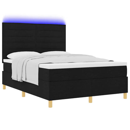 LED Boxspringbett mit Matratze Schwarz 140 x 200 cm Stoff