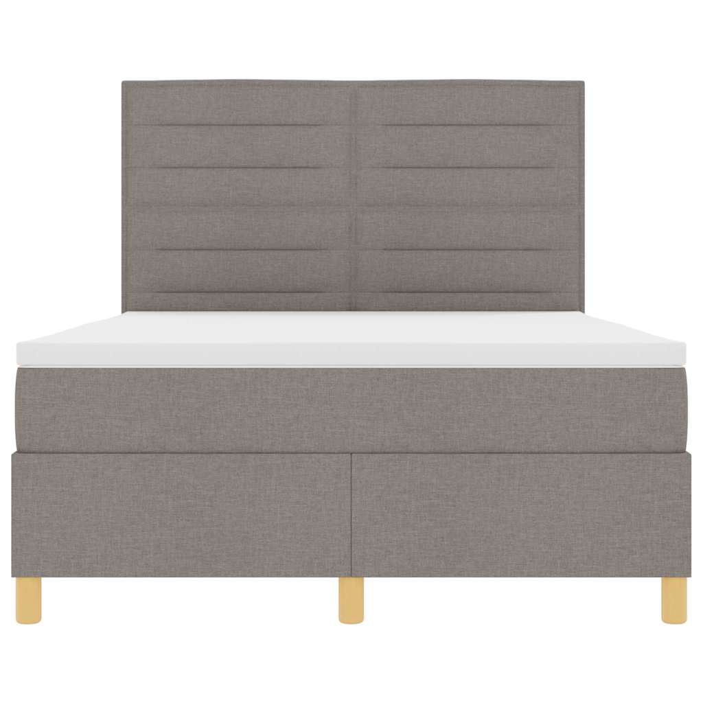 LED Boxspringbett mit Kopfteil Taupe 140 x 200 cm Stoff