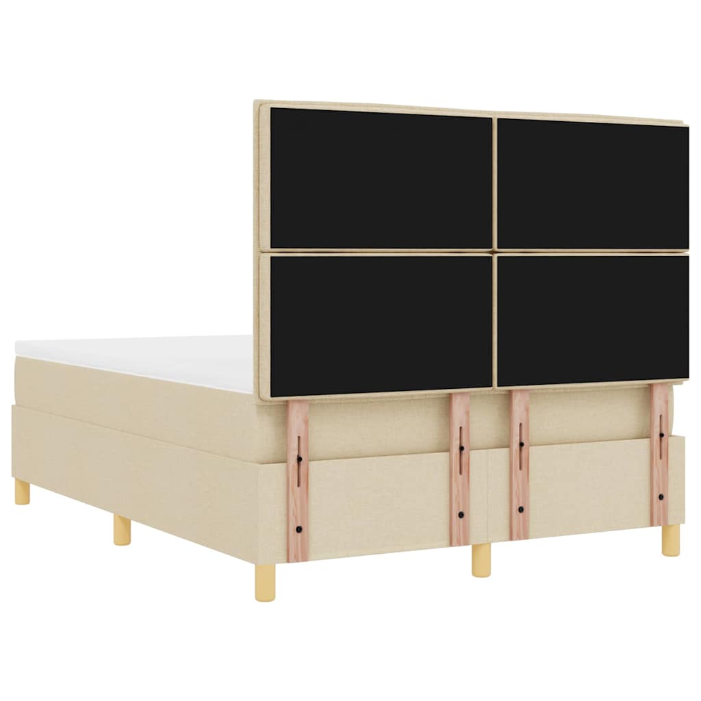 LED Boxspringbett mit Kopfteil Creme 140 x 200 cm Stoff