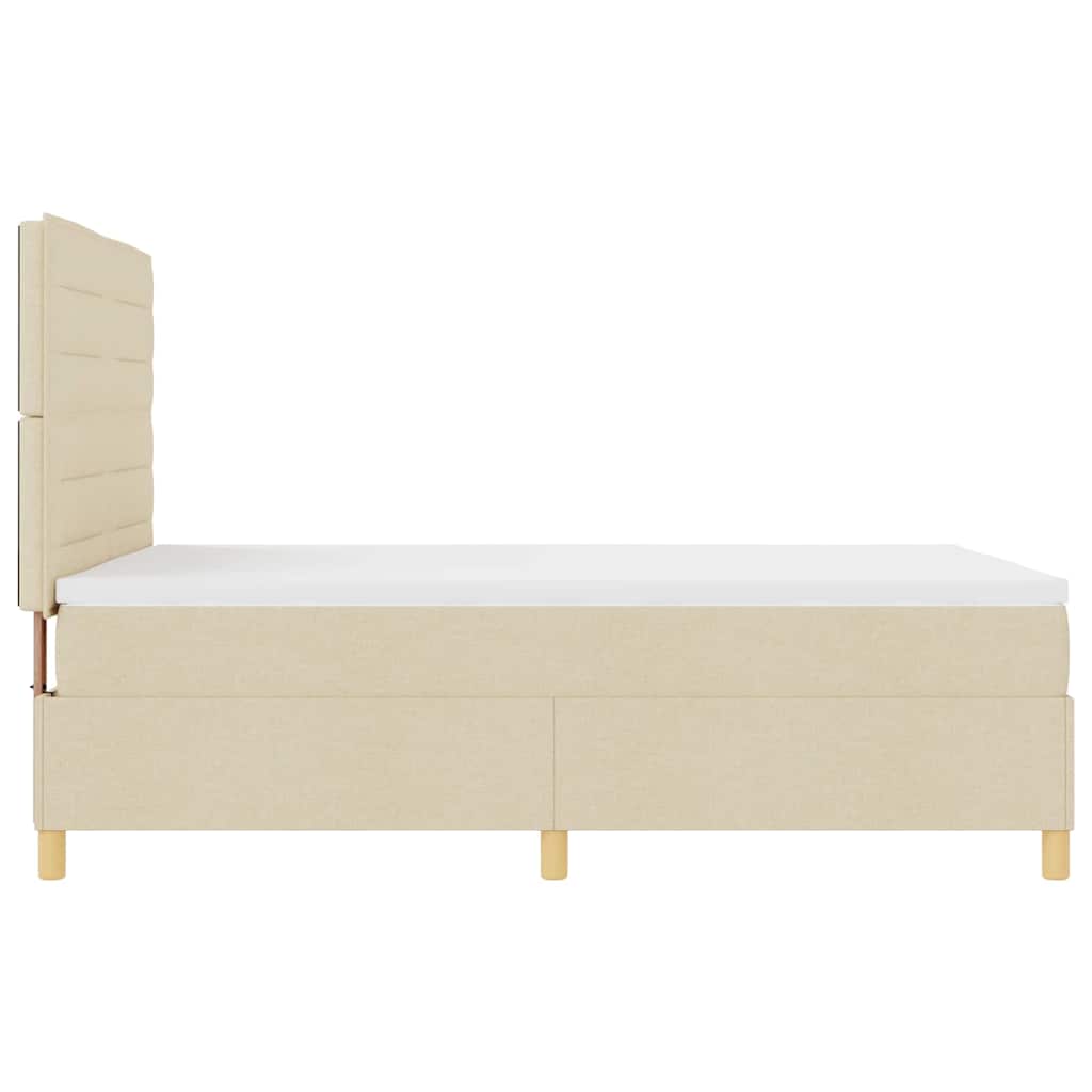 LED Boxspringbett mit Kopfteil Creme 140 x 200 cm Stoff