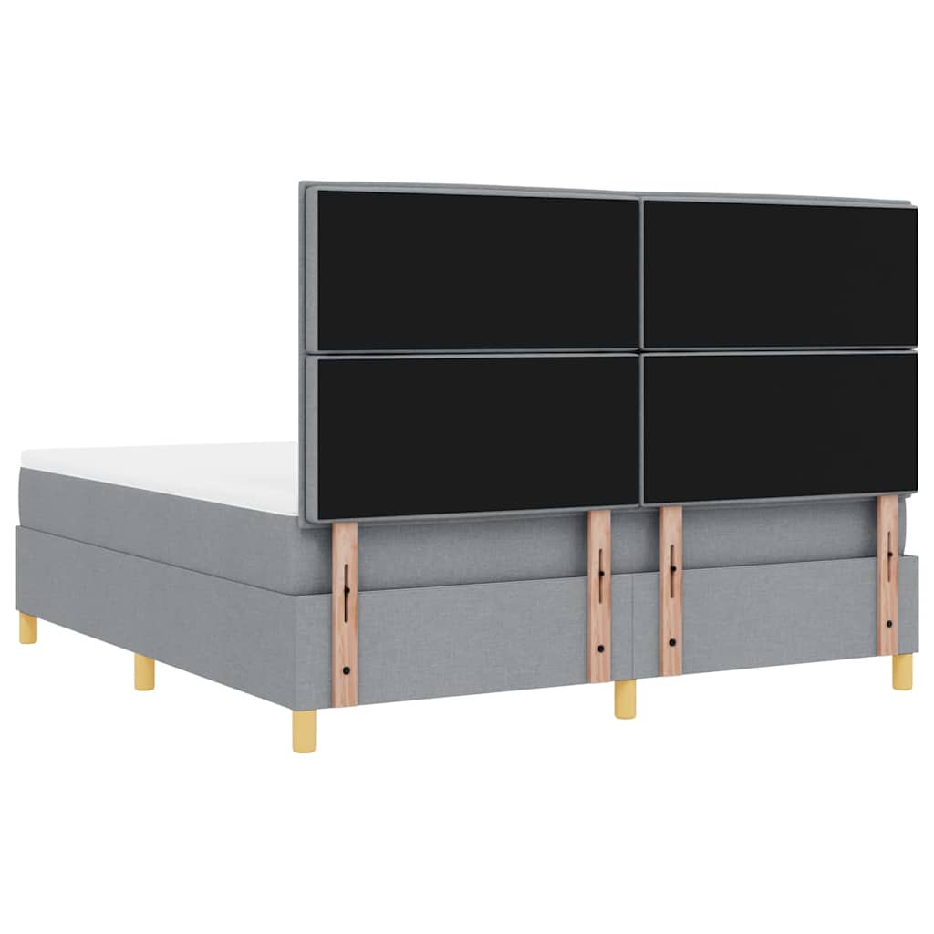 LED Boxspringbett mit Kopfteil Hellgrau 180 x 200 cm Stoff