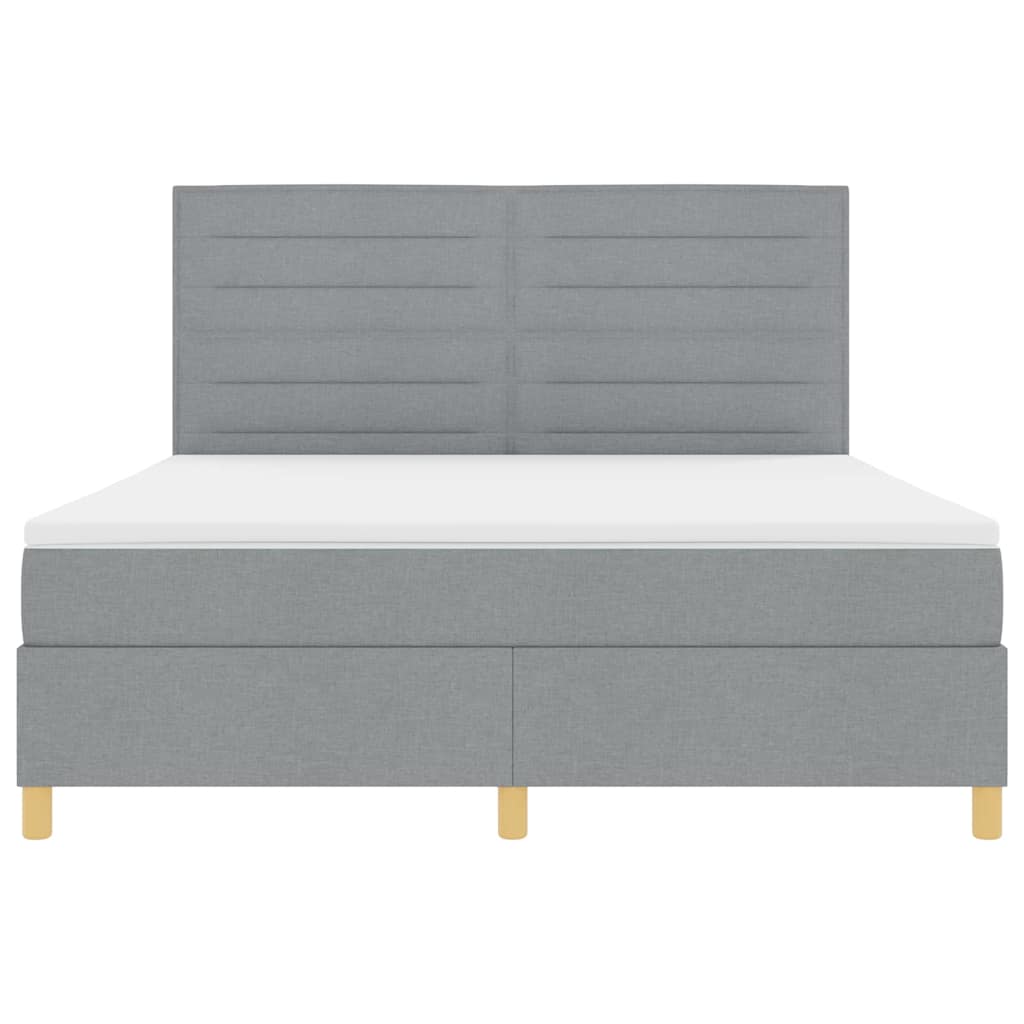 LED Boxspringbett mit Kopfteil Hellgrau 180 x 200 cm Stoff